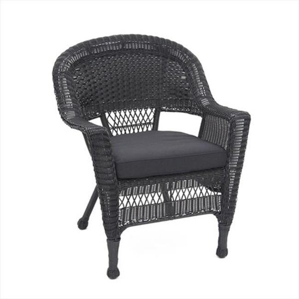 Jeco W00207-C-FS017 Black Wicker Chair With Black Cushion, Jeco, Mfr#: W00207-C-FS017